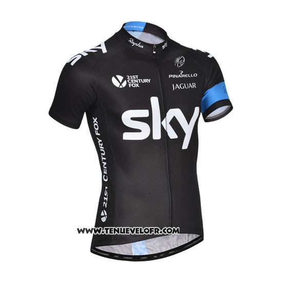 2014 Maillot Ciclismo Sky Noir et Blanc Manches Courtes et Cuissard